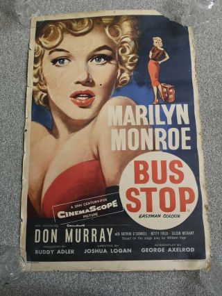 Marilyn Monroe Cinema One Sheet For Film Bus Stop 1956