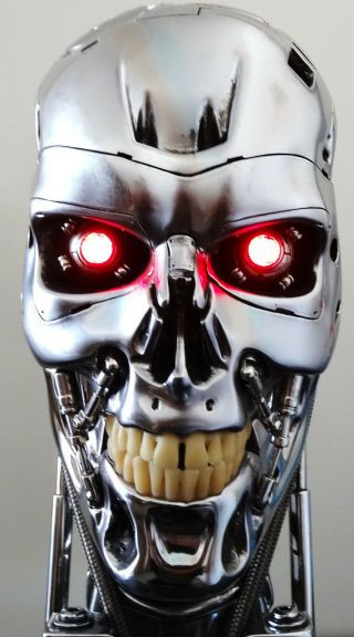 Sideshow Terminator T - 800 Life Size Endoskull Endoskeleton Chrome Bust Statue