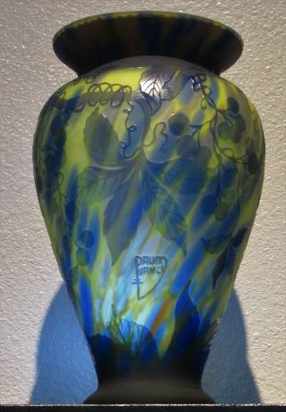 Daum Nancy Signed And Authentic Large 13 " Cameo Multi Colored Glass Vase