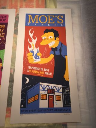 The Simpsons - “moe’s Tavern” By Dave Perillo 66/250 Mondo Fox Limited Edition