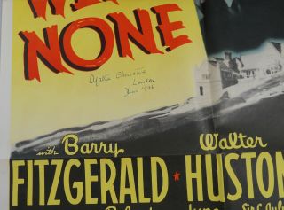 1945 AGATHA CHRISTIE SIGNED DATED COLOR MOVIE POSTER AND THEN THERE WERE NONE 2