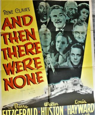 1945 AGATHA CHRISTIE SIGNED DATED COLOR MOVIE POSTER AND THEN THERE WERE NONE 3