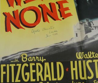 1945 AGATHA CHRISTIE SIGNED DATED COLOR MOVIE POSTER AND THEN THERE WERE NONE 5