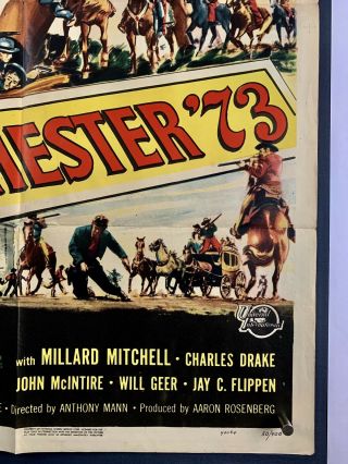 WINCHESTER ' 73 Orig Movie Poster (Fine -) One Sheet 1950 Cowboy James Stewart 4