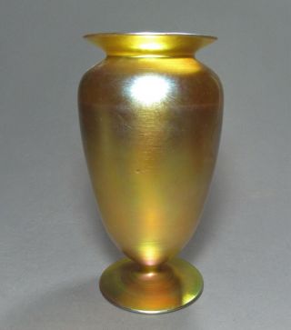 Antique QUEZAL Art Glass Footed Vase Signed c.  1902 - 24 Tiffany Steuben Durand Era 3
