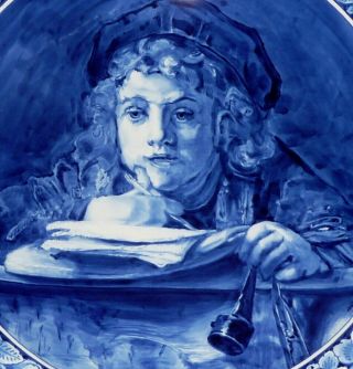 Delft Blue Wall Charger / Plate.  Porceleyne Fles Holland.  Rembrandt. 2