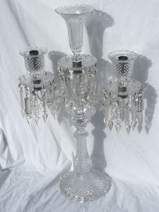 Pair Baccarat Candelabras Zenith 2 Light Vase France Vintage Prisms Crystal 4