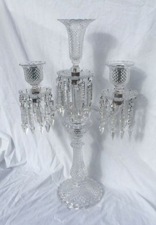 Pair Baccarat Candelabras Zenith 2 Light Vase France Vintage Prisms Crystal 6