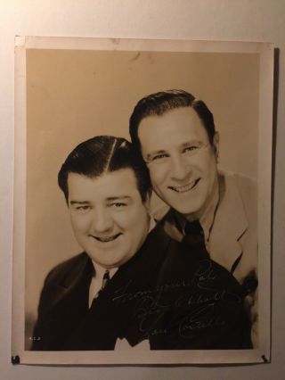 Abbott And Costello Rare Very Early Vintage Signed 8/10 Photo