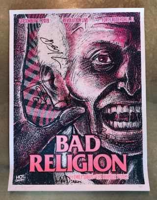 Bad Religion Signed Autographed Fort Lauderdale Florida Concert Tour Poster
