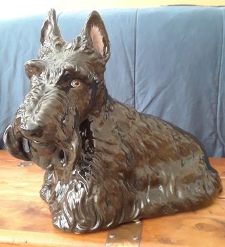 Vintage Large 14.  25 " Tall Scottie Scottish Terrier Pottery Dog Lifelike Detailed