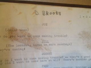 1950 ' S SCRIPT FOR BROADWAY PLAY.  SANDHOG.  DAVID BROOKS ' PERSONAL SCRIPT 4