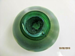 Antique Signed LC TIFFANY Favrile Glass Petite Vase Green with Pulled Feather 4