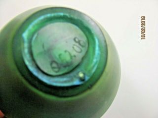 Antique Signed LC TIFFANY Favrile Glass Petite Vase Green with Pulled Feather 5