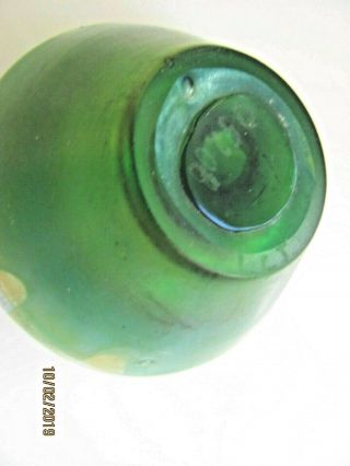 Antique Signed LC TIFFANY Favrile Glass Petite Vase Green with Pulled Feather 6