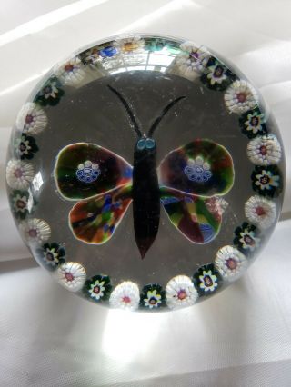 Rare Baccarat Garlanded Butterfly 19th century millefiori paperweight 11
