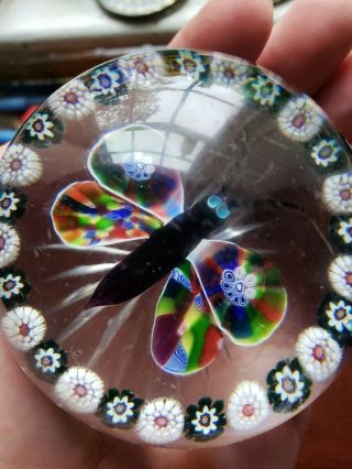 Rare Baccarat Garlanded Butterfly 19th century millefiori paperweight 4