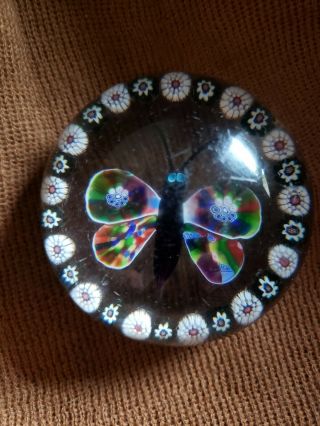 Rare Baccarat Garlanded Butterfly 19th century millefiori paperweight 6