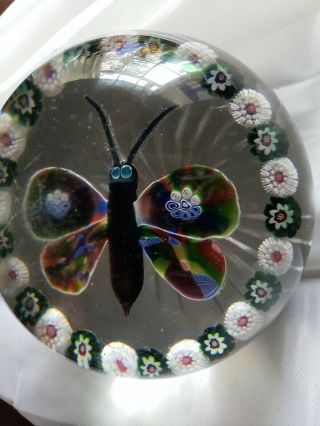 Rare Baccarat Garlanded Butterfly 19th century millefiori paperweight 9