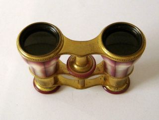 Antique Lemaire Paris Rare Pink Stained Mother Of Pearl Opera Glasses 6