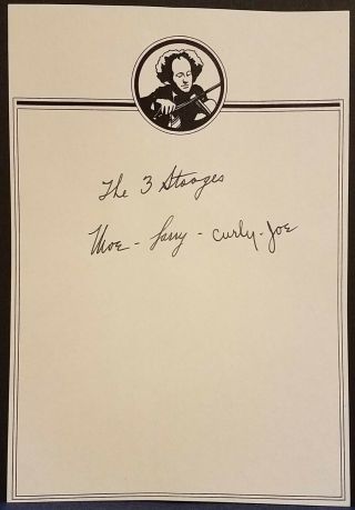 Three Stooges - Moe,  Larry,  & Curly Joe Signed Autographed Personal Letterhead