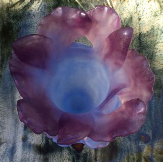DAUM Pate de Verre 9” T Amethyst Purple Blue ORCHID Crystal Vase 2