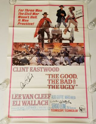 Clint Eastwood Signed The Good The Bad The Ugly 1 - Sheet Poster 41 " Movie Western