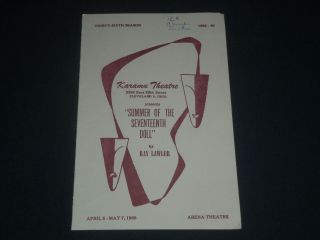 1960 Summer Of The Seventeenth Doll Program - Karamu Theatre Cleveland - J 4274