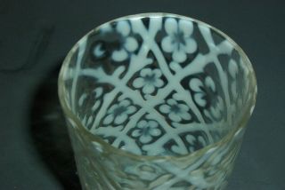 2 - EAPG BEAUMONT ART GLASS FRENCH OPALESCENT DAISY IN CRISS CROSS FLAT TUMBLERS 3
