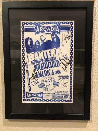 Pantera Arcadia Poster Signed Dimebag Darrell Vinnie Paul Rare Look Rare