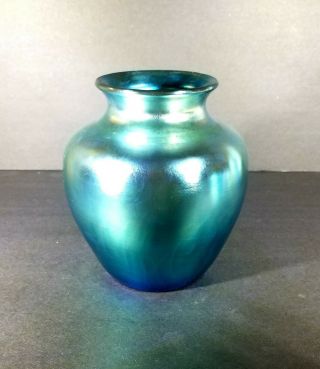 6 Inches Carder Steuben 2683 Blue Aurene Rose Jar Vase At