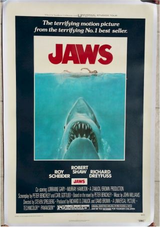 Jaws Vintage Movie Poster One Sheet 1975 Linen Backed A
