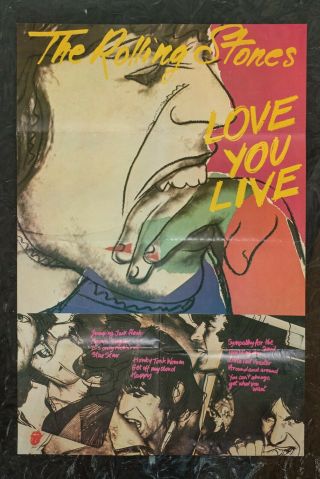 Rolling Stones Rare Love You Live Andy Warhol Promo Poster 1977