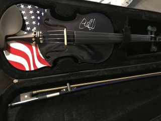 Charlie Daniels Autographed Flag Fiddle Nra Edition With Signed Pic