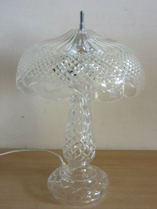 Rare Vintage Waterford Crystal Mushroom Table Lamp 22 " H,  14 " Crystal Shade