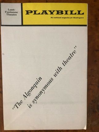 Algonquin Hotel Nyc " Playbill " Advertising C.  1996