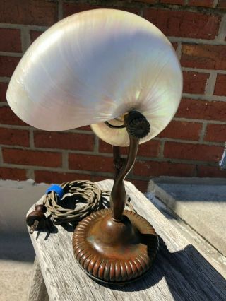Relisted Signed Tiffany Studios Nautilus Lamp
