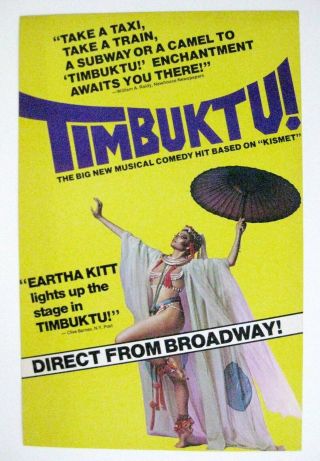 Theater Poster Window Card Timbuktu Eartha Kitt Based On Kismet