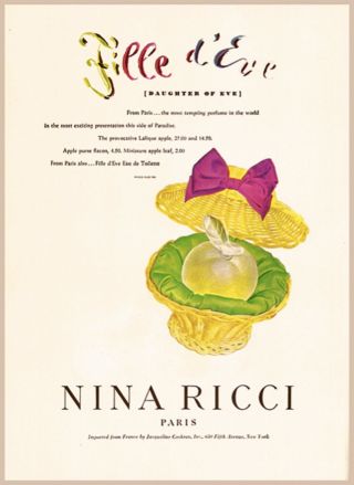 Vintage 1950s Nina Ricci,  Fille d ' Eve perfume/extrait - Lalique apple bottle 12