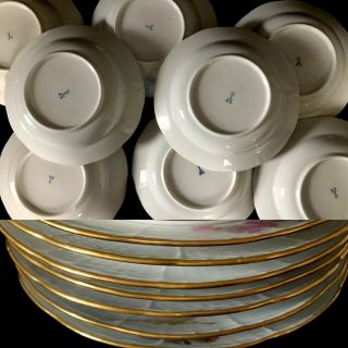 8 Antiques meissen porcelain Soup Plates Art Nouveau Naturalistic A 12
