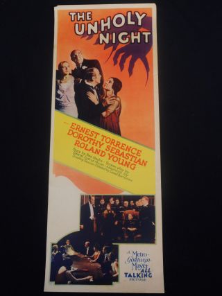 The Unholy Night 1929 Boris Karloff Pre - Code Thriller Only Known Poster
