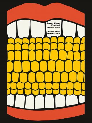 Sweet Corn Summer Picnic Poster Herman Miller Summer Picnic August 1970 Rare