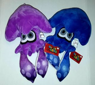2 Nintendo 14 " Splatoon Plush Squid Toys Purple Blue Mario Brothers