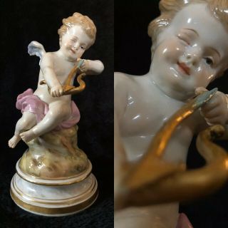 Rare Antique Meissen Porcelain Cupid L104 As Archer
