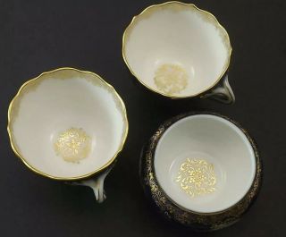 Antiques Meissen porcelain Cobalt Blue Watteau Gold Gilded 2 Set Cups W Sugar 8