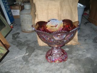 Westmoreland Red Carnival Glass Punch Bowl W/12 Cups=limited Edition
