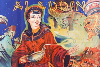 Fine Art Deco 1930s Aladdin Pin - Up Orientalist Theater Poster Stone Lithography 2