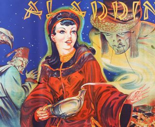 Fine Art Deco 1930s Aladdin Pin - Up Orientalist Theater Poster Stone Lithography 3