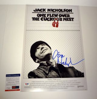 Jack Nicholson Signed One Flew Over The Cuckoos Nest Movie Poster Psa/dna