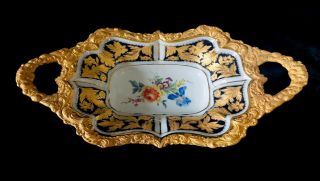 Jumbo Antique meissen porcelain Rococo Heavy Gold Gilded Cobalt Blue 4